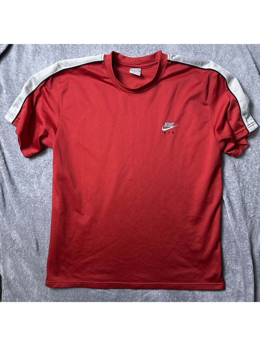 Nike Air Shirt Mens XL Red Gray Embroidered Logo Athletic Y2K Running Tee